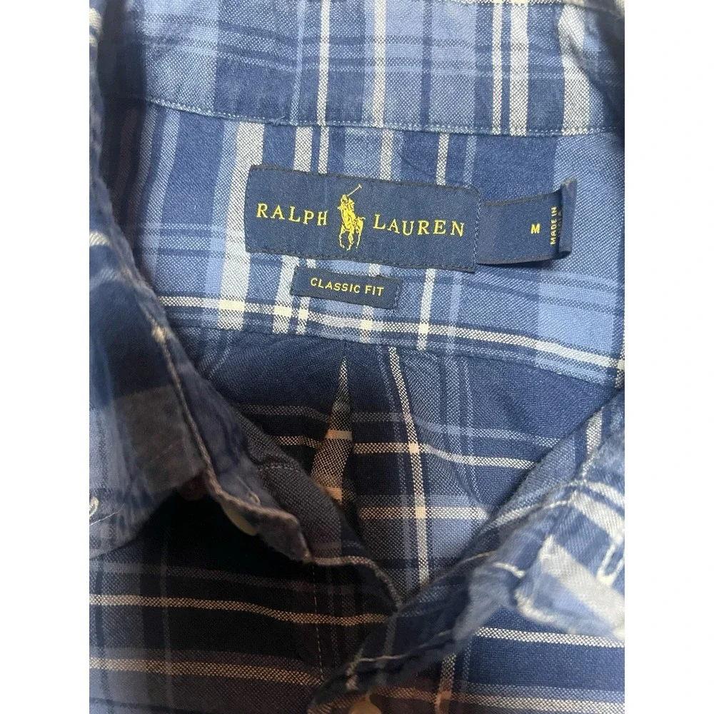 Polo Ralph Lauren Classic‎ Fit Indigo Plaid Oxford Button-Down Shirt Blue/white